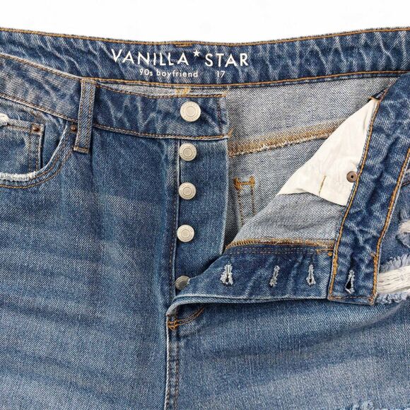 Vanilla Star 90s Boyfriend Jeans Women’s Size 17 High Rise Distressed Ripped Y2K - Picture 3 of 12